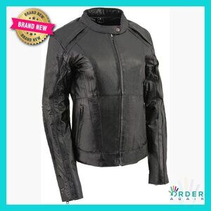 Leather Scooter Jacket Embroidered Wing Stud Design Motorcycle Biker Chic